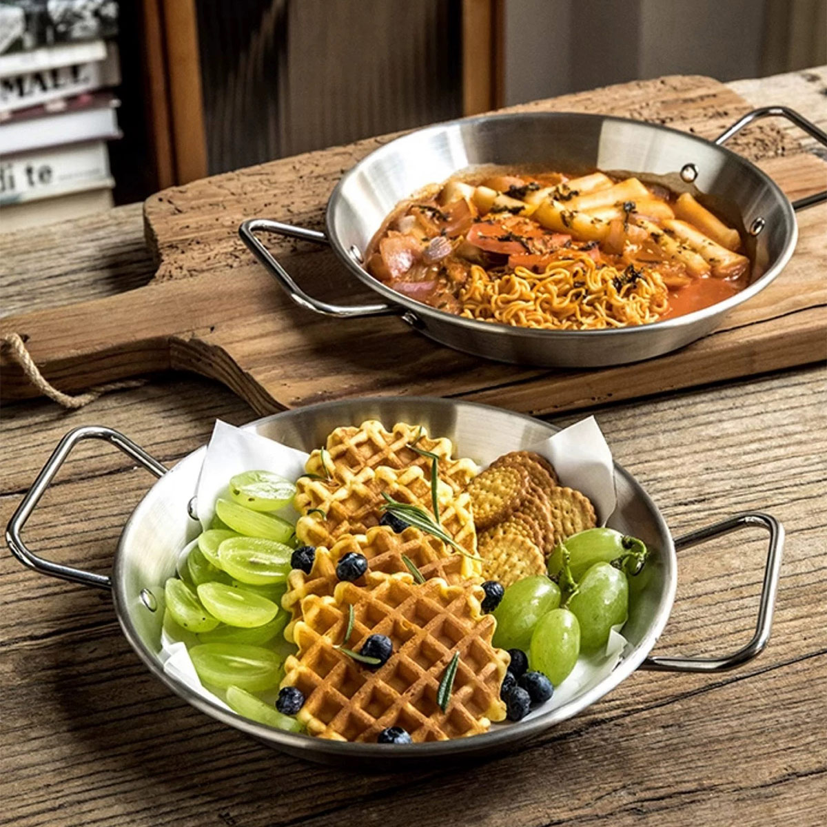 ins stainless steel double-han - Korean Food Snacks ulasan dan harga
