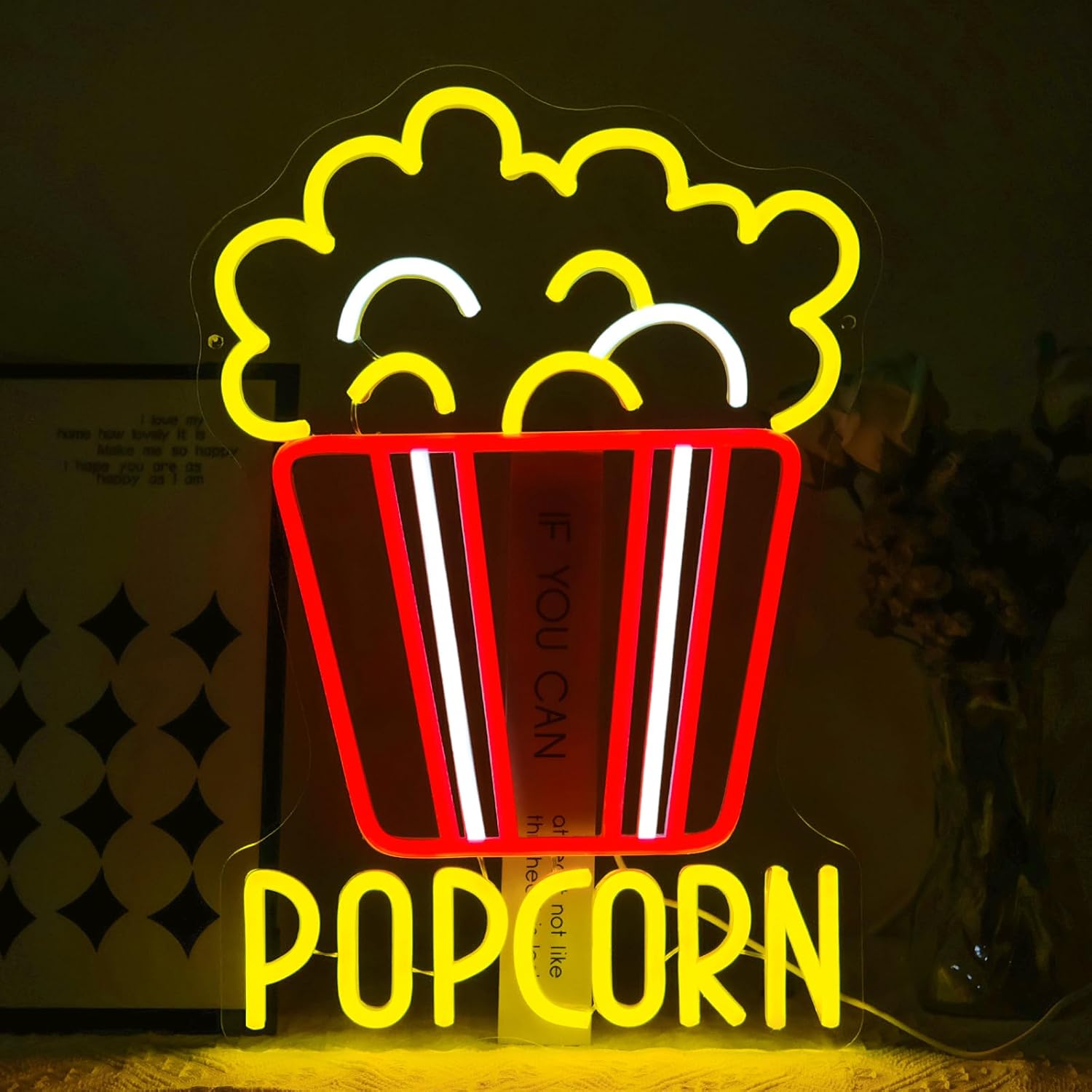 Popcorn Neon Sign Dimmable Foo - Snacks Food Video ulasan dan harga