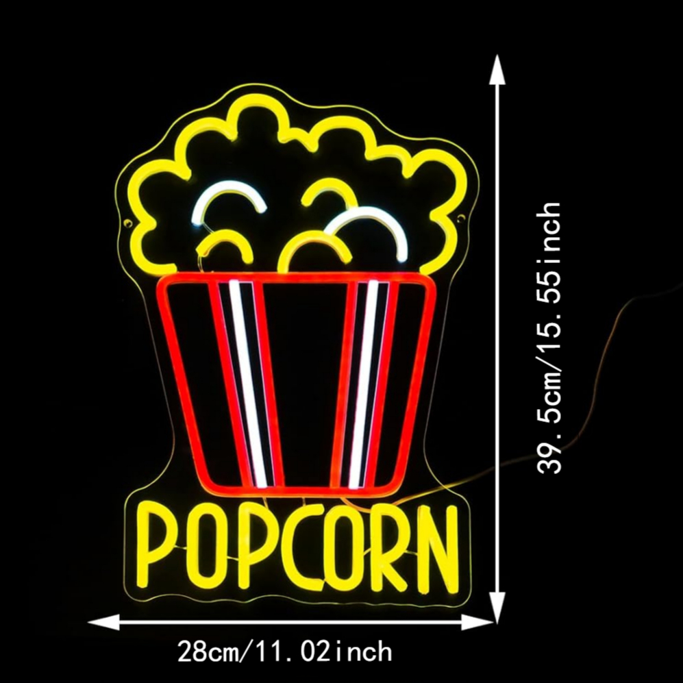 Popcorn Neon Sign Dimmable Foo - Snacks Food Video ulasan dan harga