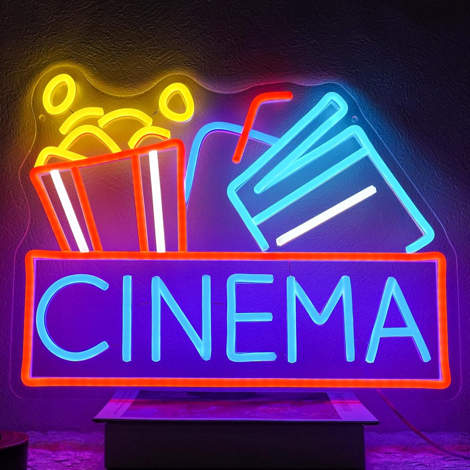 Popcorn Neon Sign Dimmable Foo - Snacks Food Video ulasan dan harga