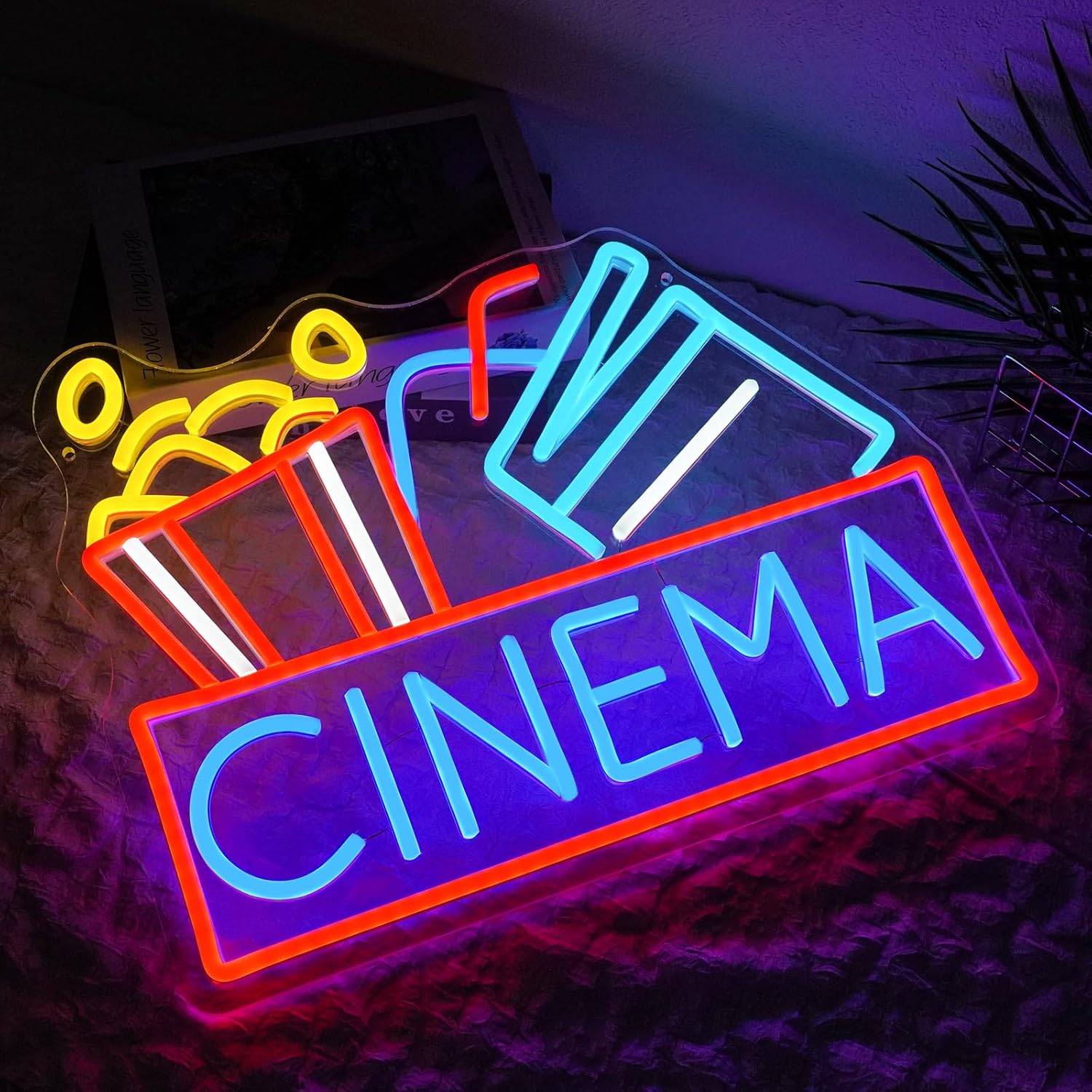 Popcorn Neon Sign Dimmable Foo - Snacks Food Video ulasan dan harga