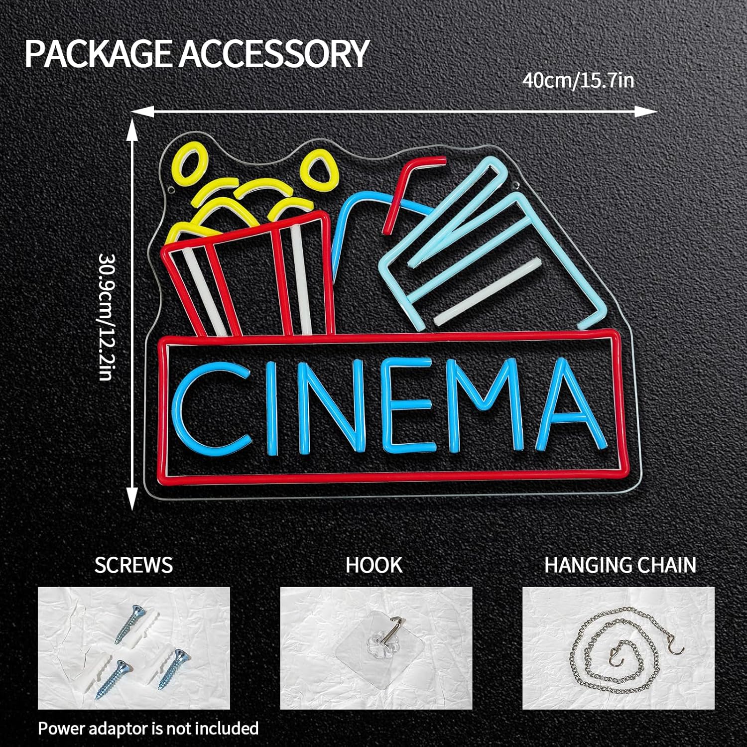 Popcorn Neon Sign Dimmable Foo - Snacks Food Video ulasan dan harga